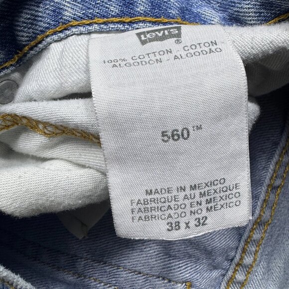 Levis 560 Men's Tapered Leg Jeans Blue Denim Comfort Baggy Light Wash W38 L32 - Picture 12 of 15